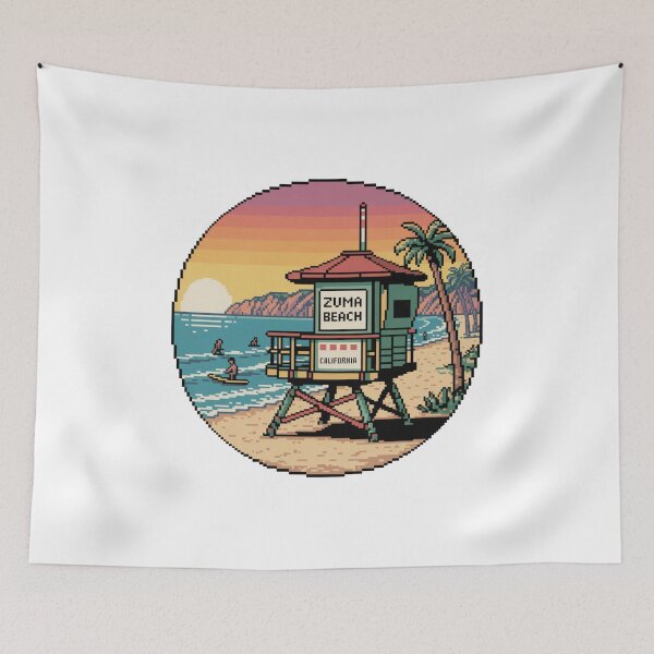 Item preview, Zuma Beach California Pixel Lifeguard Design designed and sold by CircinusStore.