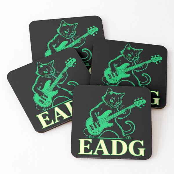 Item preview, EADG Cat Bassist Playing Guitar designed and sold by MadCatPrints.