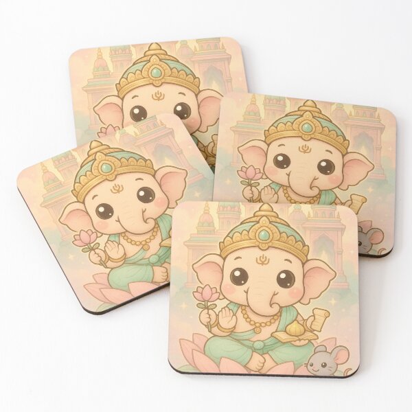 Item preview, Chibi Ganesha Blessing Success in Pastel Temple Scene designed and sold by MYSTAYA.