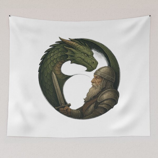 Item preview, Epic Battle Circle – Dragon vs Medieval Knight designed and sold by PunchMonkeyArt.