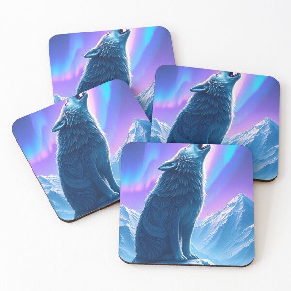 Item preview, Highly Detailed Digital Painting of a Majestic Wolf Howling Under Aurora Borealis in a Snowy Mountain Landscape, Evoking Mystical and Spiritual Themes designed and sold by Jayara [Born To Reign].