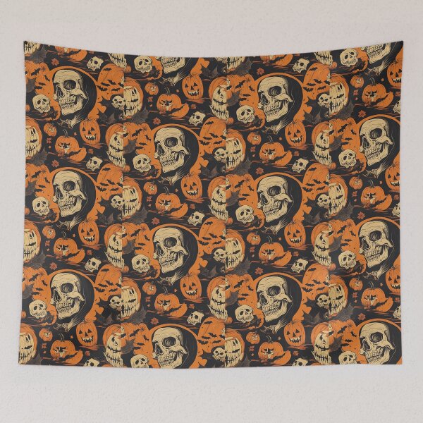 Item preview, Skeleton and Scary Jack-O'-Lantern Halloween Art - Horror and Mystery designed and sold by Diclebaybas.