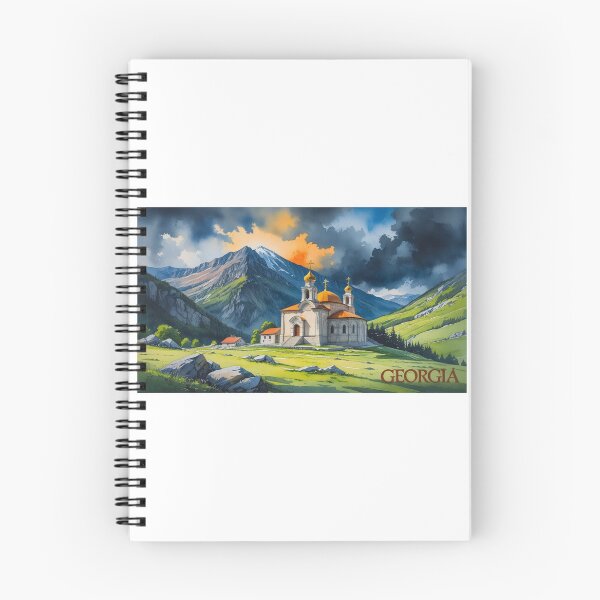 Item preview, Church in the Caucasus, Georgian mountain landscape | dramatic watercolor art | spiritual and natural design designed and sold by StormArte.