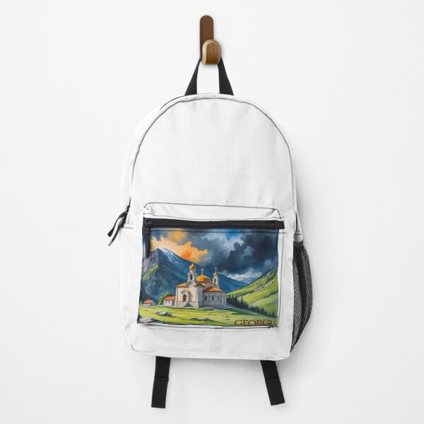 Item preview, Church in the Caucasus, Georgian mountain landscape | dramatic watercolor art | spiritual and natural design designed and sold by StormArte.
