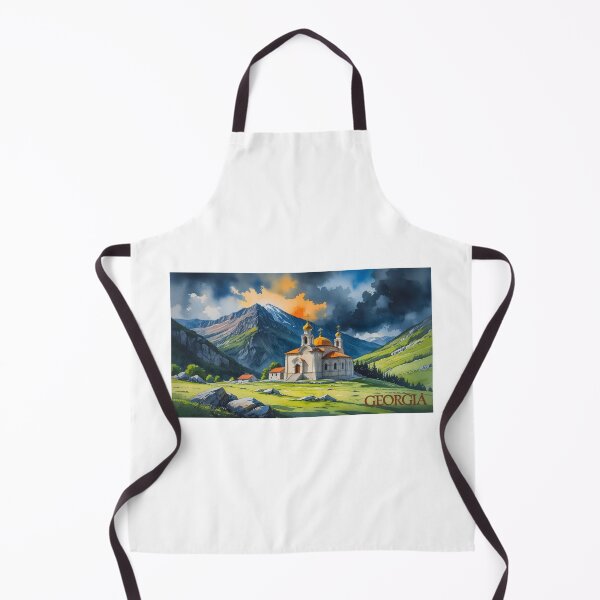 Item preview, Church in the Caucasus, Georgian mountain landscape | dramatic watercolor art | spiritual and natural design designed and sold by StormArte.