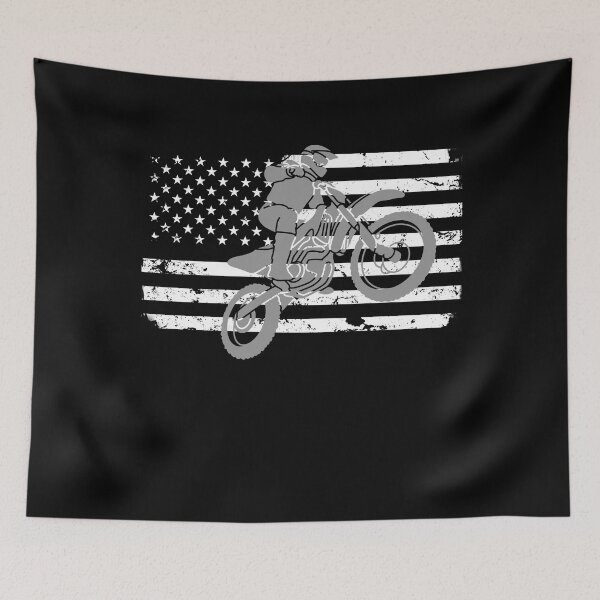 Item preview, Dirt Bike Rider on Distressed American Flag designed and sold by LarkDesigns.