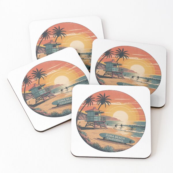 Artikelvorschau, Zuma Beach Kalifornien Retro Surf Sonnenuntergang Design entworfen und verkauft von CircinusStore.