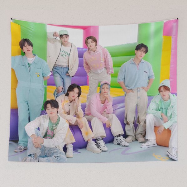 Item preview, SKZ pastel pink blue yellow poster cute boys summer limited edition smile You make STRAY KIDS stay kpop happy ot8 daughter gift photocards designed and sold by Kpop-Noona.