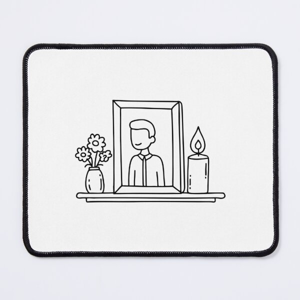 Item preview, Framed photo with a lit candle beside it on a small memorial table designed and sold by rasagamastore.