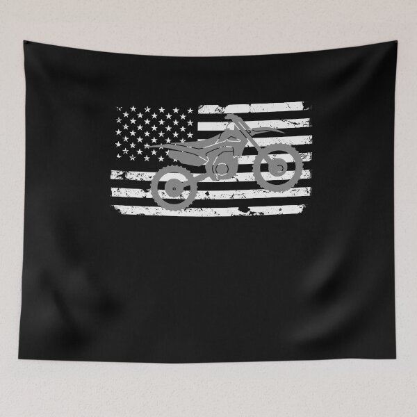 Item preview, Dirt Bike Distressed White American Flag designed and sold by LarkDesigns.