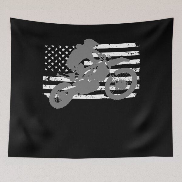 Item preview, Dirt Bike Gray on White Distressed American Flag designed and sold by LarkDesigns.