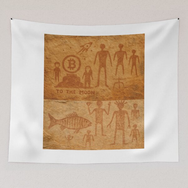 Item preview, Ancient Bitcoin To The Moon Rock Art designed and sold by PunchMonkeyArt.