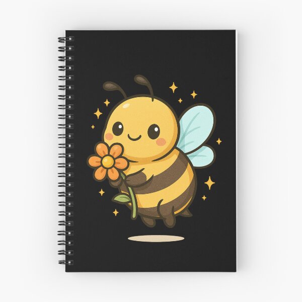 Item preview, Cute Bee with Flower – Happy Kawaii Bee Hovering with Sparkles designed and sold by ColorSplash123.