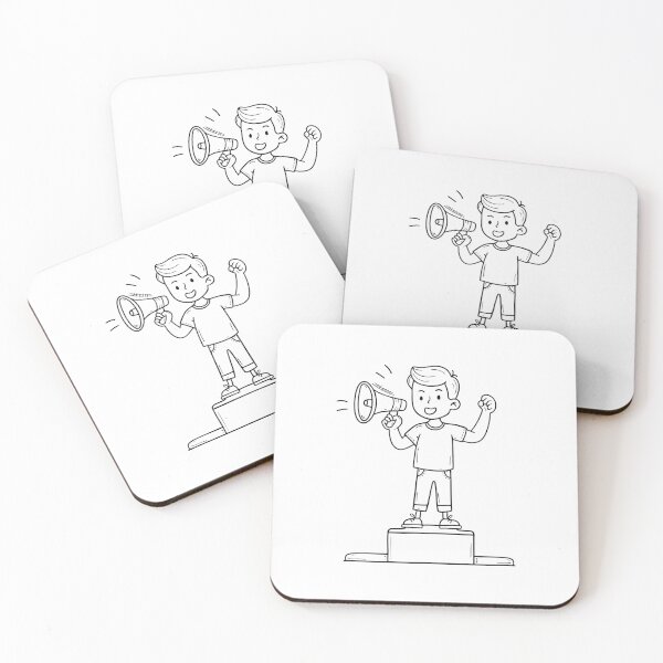 Item preview, Person standing on a podium shouting into a megaphone with fist raised designed and sold by rasagamastore.