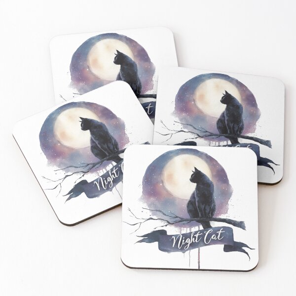Item preview, Mystical Black Cat on Branch | Moonlit Night Feline Design designed and sold by BBackdesign.