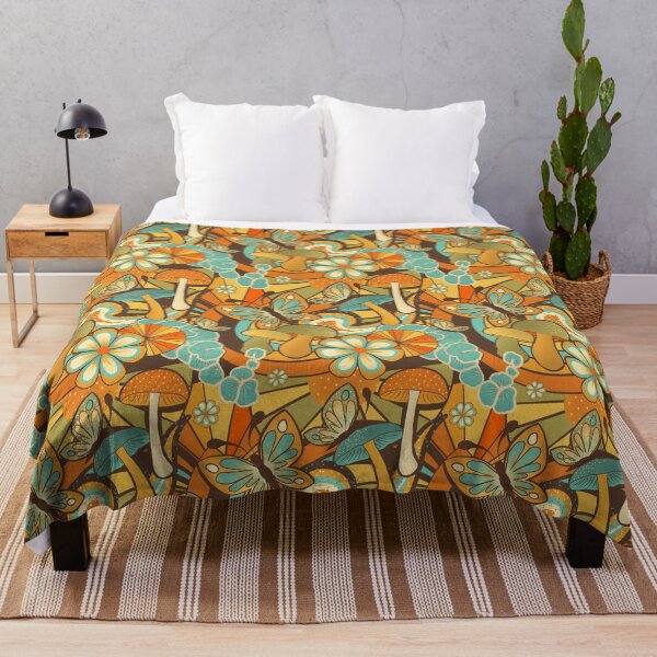 Item preview, Trippy Garden Groove - Retro 70s Mushrooms & Butterflies designed and sold by holu_designs.