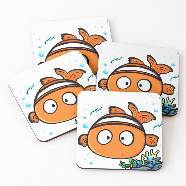 Item preview, Cute clownfish near coral cartoon illustration designed and sold by CuteLemon00.