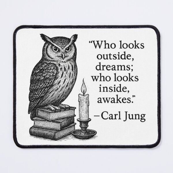 Item preview, Philosophical Owl Quote – Carl Jung Awakening designed and sold by ZetaDream.