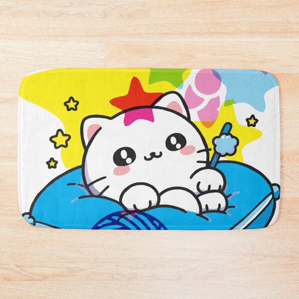 Item preview, Cute Cat on Blue Fluffy Pillow designed and sold by Henriz Creative.