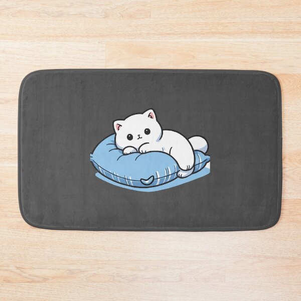 Item preview, Cute Cat on Blue Fluffy Pillow designed and sold by Henriz Creative.