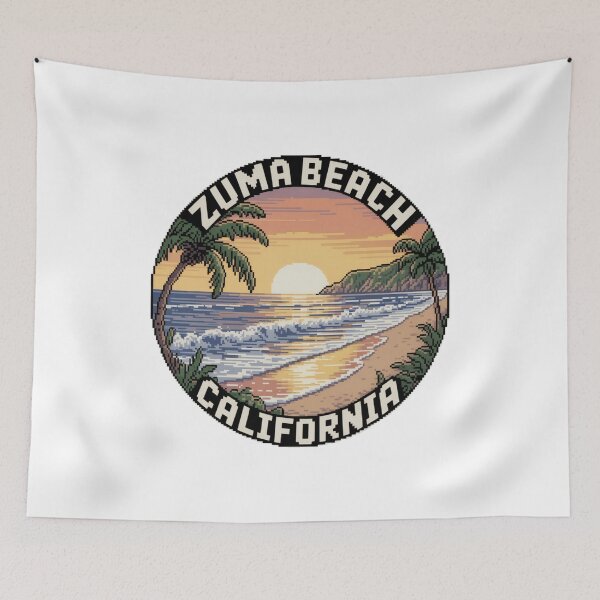 Item preview, Zuma Beach California Pixel Art Sunset - Retro Coastal Vibes designed and sold by CircinusStore.