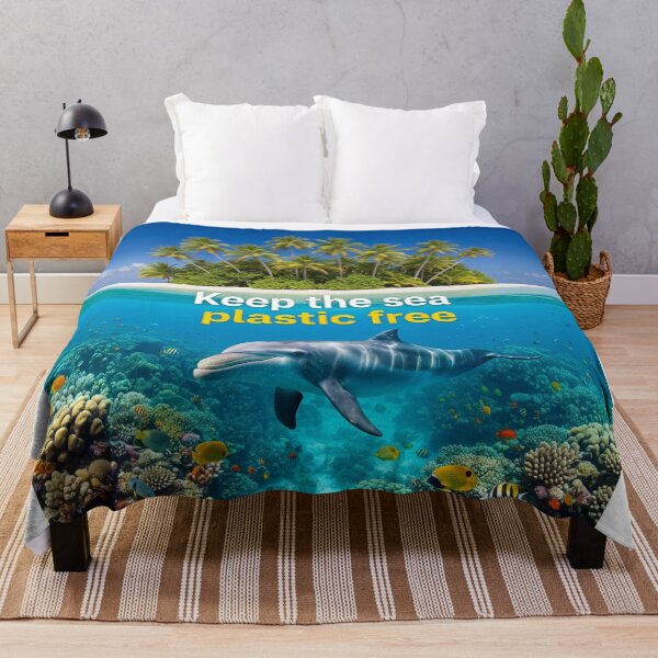 Item preview, Clean Sea, Happy Dolphin – Keep The Sea Plastic Free designed and sold by ART-POD-PL.