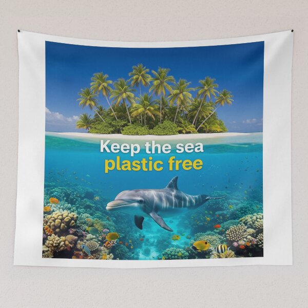 Item preview, Clean Sea, Happy Dolphin – Keep The Sea Plastic Free designed and sold by ART-POD-PL.