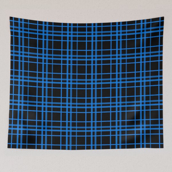 Item preview, Blue On Black Grid Plaid Pattern Design  designed and sold by PatternTitan.