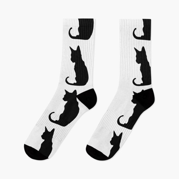 Item preview, Sitting Cat Silhouette Black Vector Illustration of Domestic Feline Profile with Curved Tail on White Background designed and sold by AtonuHaque.