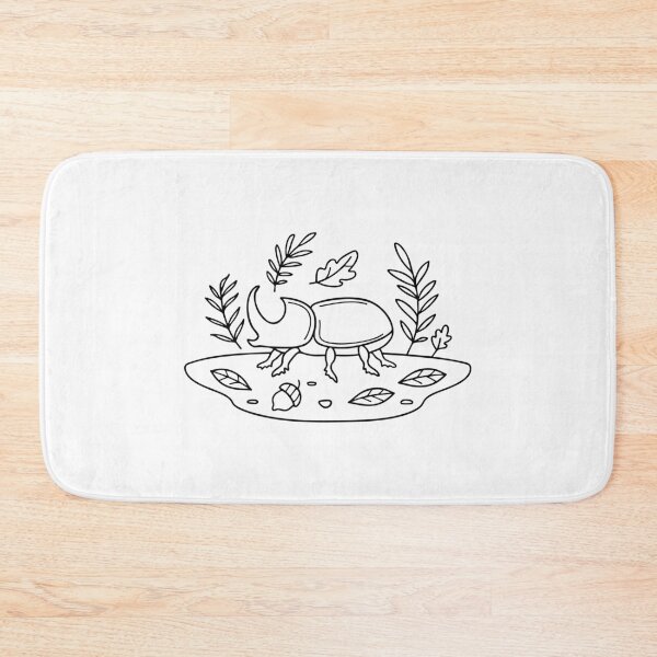 Item preview, Rhinoceros beetle beside scattered leaves and acorns on the ground designed and sold by rasagamastore.