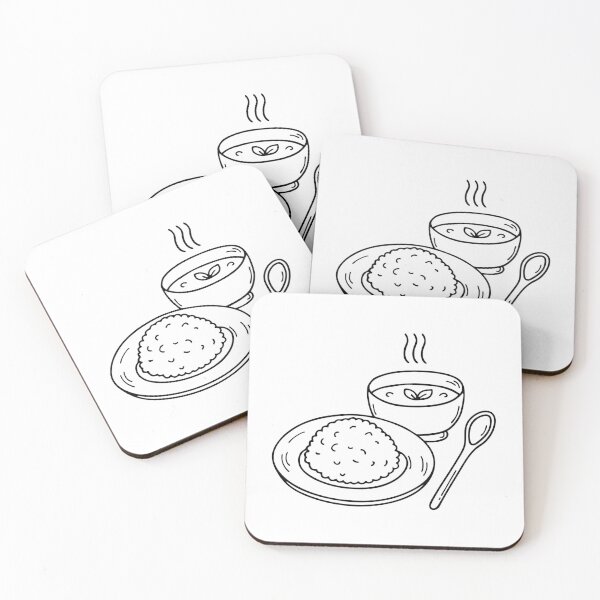 Item preview, Cooked rice served in plate with spoon and cream soup in a bowl designed and sold by rasagamastore.