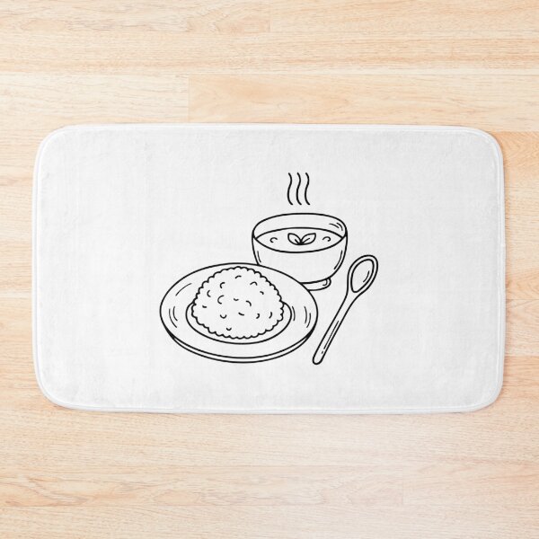 Item preview, Cooked rice served in plate with spoon and cream soup in a bowl designed and sold by rasagamastore.