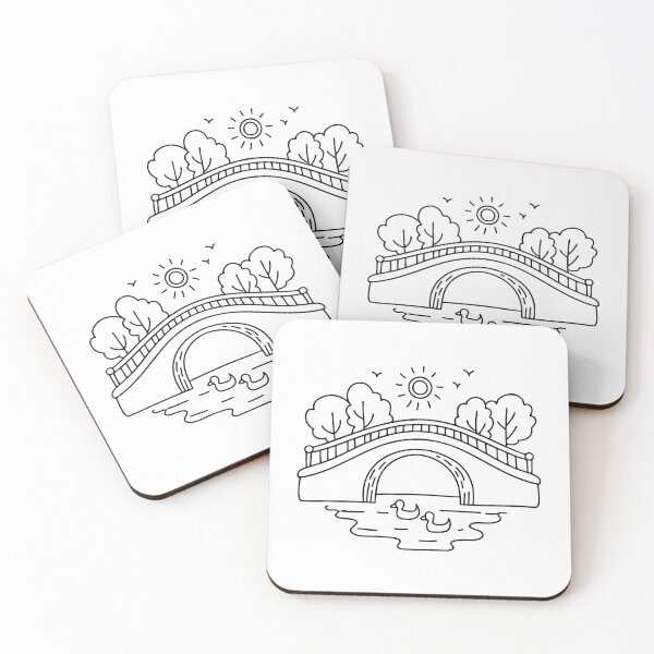 Item preview, Bridge crossing a narrow river with ducks swimming below designed and sold by rasagamastore.