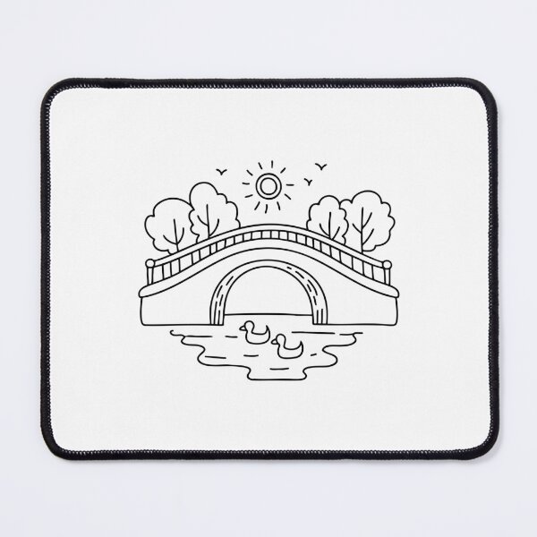 Item preview, Bridge crossing a narrow river with ducks swimming below designed and sold by rasagamastore.