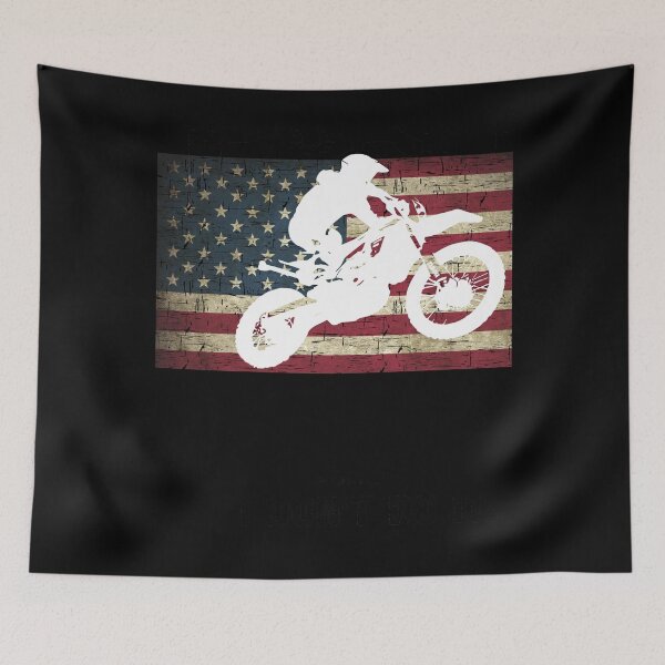 Item preview, Dirt Bike Silhouette on Distressed Flag designed and sold by LarkDesigns.