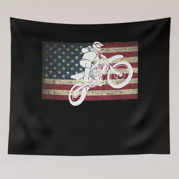 Item preview, Dirt Bike on Distressed Flag in Color designed and sold by LarkDesigns.