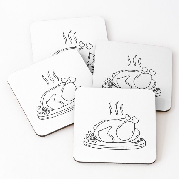 Item preview, Roast chicken placed on a wooden platter with herbs and steam rising designed and sold by rasagamastore.