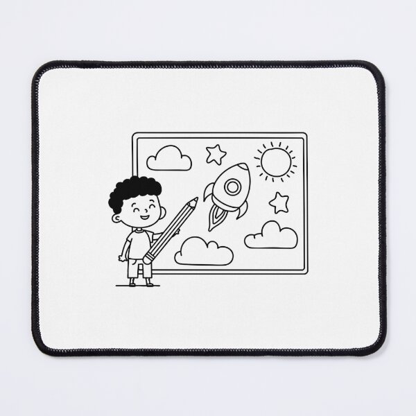 Item preview, Kid drawing a rocket on a whiteboard with giant pencil designed and sold by rasagamastore.