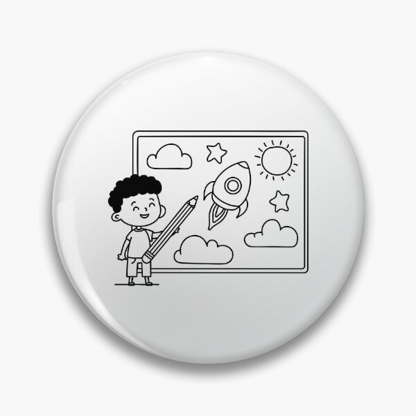 Item preview, Kid drawing a rocket on a whiteboard with giant pencil designed and sold by rasagamastore.