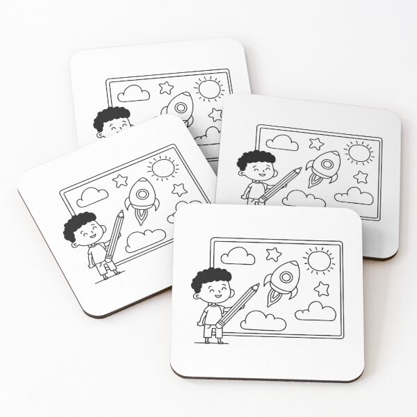 Item preview, Kid drawing a rocket on a whiteboard with giant pencil designed and sold by rasagamastore.