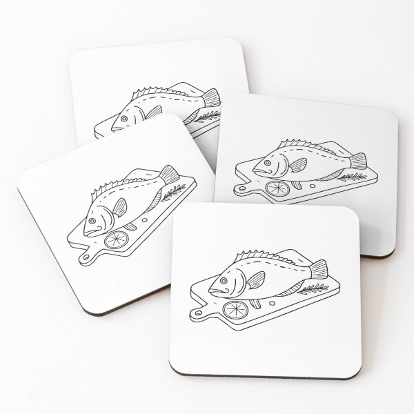 Item preview, Rockfish lying on a wet cutting board with lemon slices and herbs designed and sold by rasagamastore.
