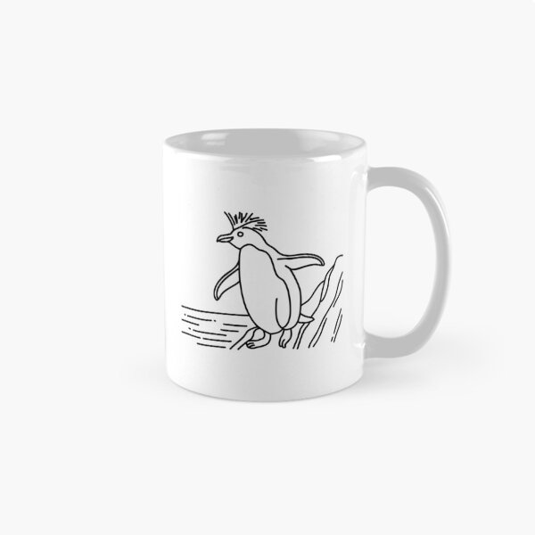 Item preview, Rockhopper Penguin Hopping Over Rocky Terrain with Rugged Coastline designed and sold by rasagamastore.