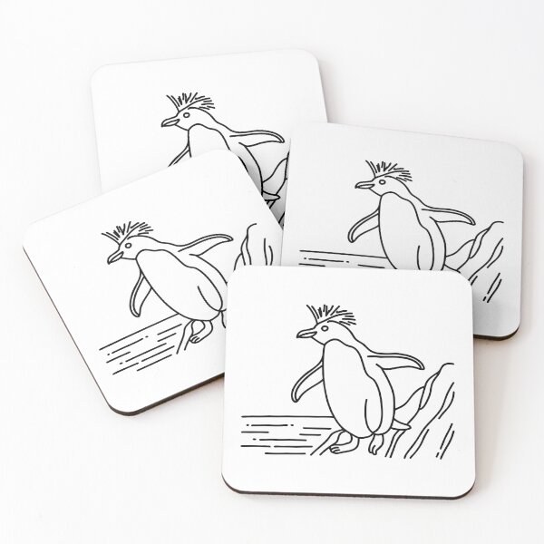 Item preview, Rockhopper Penguin Hopping Over Rocky Terrain with Rugged Coastline designed and sold by rasagamastore.