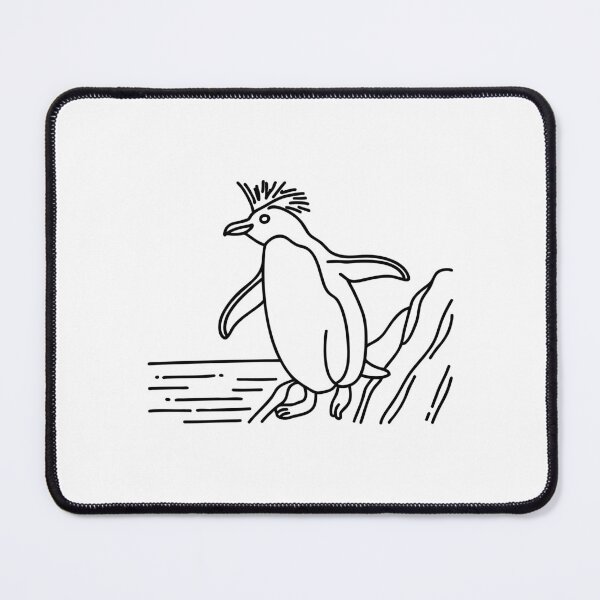 Item preview, Rockhopper Penguin Hopping Over Rocky Terrain with Rugged Coastline designed and sold by rasagamastore.