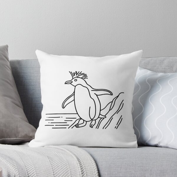 Item preview, Rockhopper Penguin Hopping Over Rocky Terrain with Rugged Coastline designed and sold by rasagamastore.