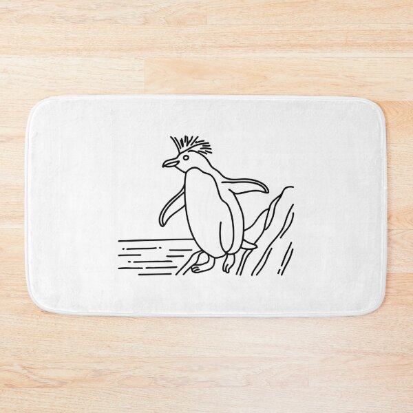 Item preview, Rockhopper Penguin Hopping Over Rocky Terrain with Rugged Coastline designed and sold by rasagamastore.
