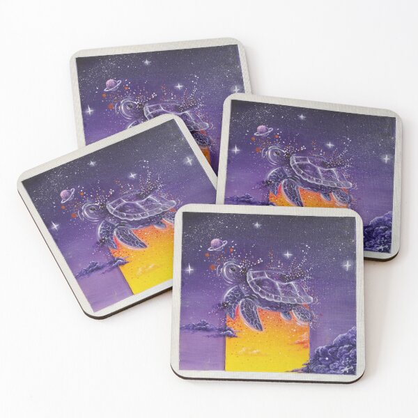 Item preview, Cosmic Turtle – Acrylic Painting of a Space Tortoise in Orange and Purple Tones Space designed and sold by Artiqaly.
