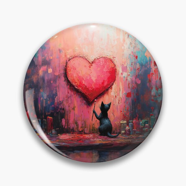Item preview, Whimsical Cat painting giant Heart 16 designed and sold by Made-by-Gus.