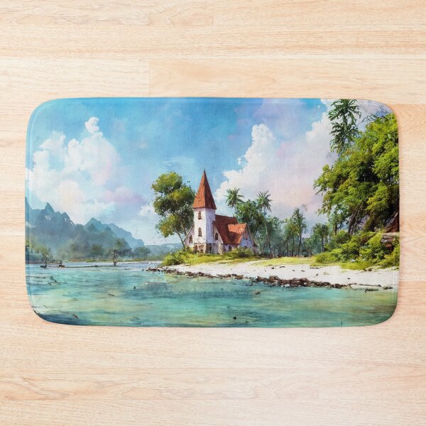 Item preview, Old forgotten church on the bank of a river designed and sold by Made-by-Gus.