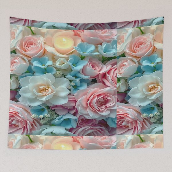 Item preview, pastel aesthetic floral bluewhite,pink white designed and sold by  Mudikeys.